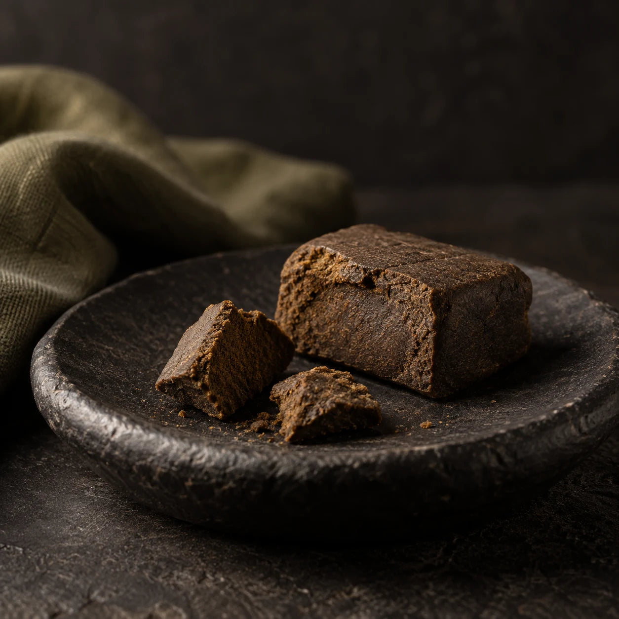 Textura de resina sobre un plato de piedra; fotografía de referencia